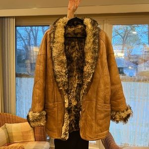 Fur lined Leather coat